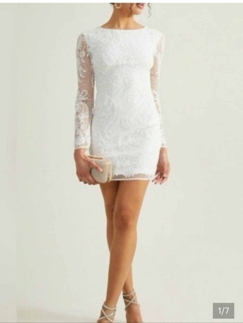 Altar'd State White Lace Long Sleeve Shift Dress